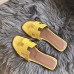 Hermes Oran Sandals In Yellow Shiny Niloticus Crocodile