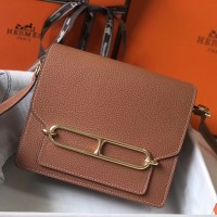 Hermes Mini Sac Roulis 18cm Bag In Brown Evercolor Calfskin Hermes Mini Sac Roulis 18cm Bag In Brown Evercolor Calfskin