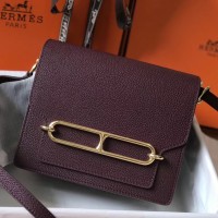 Hermes Mini Sac Roulis 18cm Bag In Burgundy Evercolor Calfskin Hermes Mini Sac Roulis 18cm Bag In Burgundy Evercolor Calfskin