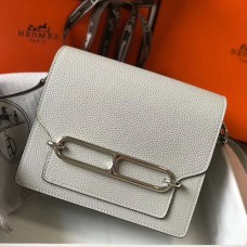 Hermes Mini Sac Roulis 18cm Bag In Pearl Grey Evercolor Calfskin Hermes Mini Sac Roulis 18cm Bag In Pearl Grey Evercolor Calfskin