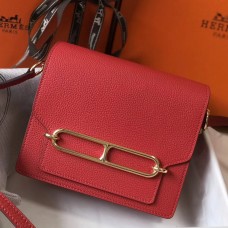 Hermes Mini Sac Roulis 18cm Bag In Red Evercolor Calfskin Hermes Mini Sac Roulis 18cm Bag In Red Evercolor Calfskin