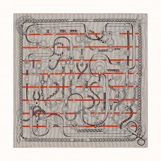 Hermes Grey/Orange Panoplie Equestre Eyeliner Shawl 140 Hermes Grey/Orange Panoplie Equestre Eyeliner Shawl 140