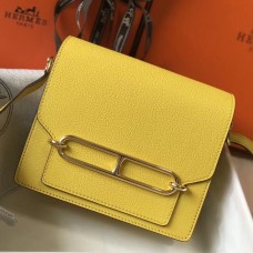 Hermes Mini Sac Roulis 18cm Bag In Yellow Evercolor Calfskin Hermes Mini Sac Roulis 18cm Bag In Yellow Evercolor Calfskin