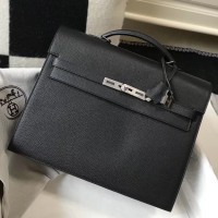 Hermes Kelly Depeche 34 Briefcase In Black Calfskin Hermes Kelly Depeche 34 Briefcase In Black Calfskin
