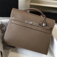 Hermes Kelly Depeche 34 Briefcase In Taupe Calfskin Hermes Kelly Depeche 34 Briefcase In Taupe Calfskin
