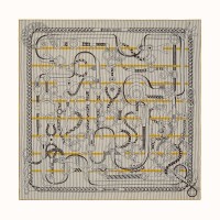Hermes Grey/Yellow Panoplie Equestre Eyeliner Shawl 140 Hermes Grey/Yellow Panoplie Equestre Eyeliner Shawl 140