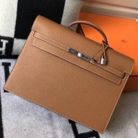 Hermes Kelly Depeche 38 Briefcase In Brown Calfskin Hermes Kelly Depeche 38 Briefcase In Brown Calfskin