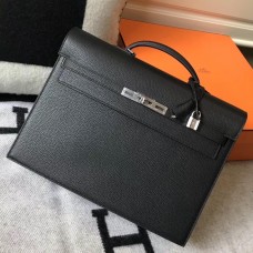 Hermes Kelly Depeche 38 Briefcase In Black Calfskin Hermes Kelly Depeche 38 Briefcase In Black Calfskin