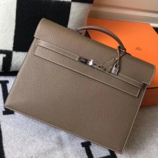 Hermes Kelly Depeche 38 Briefcase In Taupe Calfskin Hermes Kelly Depeche 38 Briefcase In Taupe Calfskin