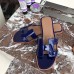 Hermes Oran Sandals In Blue Patent Leather