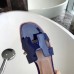 Hermes Oran Sandals In Blue Patent Leather