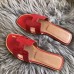 Hermes Oran Sandals In Red Patent Leather