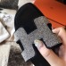 Hermes Oran Sandals In Black Suede With Crystal