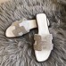 Hermes Oran Sandals In White Suede With Crystal