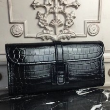 Hermes Jige Elan 29 Clutch In Black Crocodile Leather Hermes Jige Elan 29 Clutch In Black Crocodile Leather