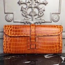 Hermes Jige Elan 29 Clutch In Orange Crocodile Leather Hermes Jige Elan 29 Clutch In Orange Crocodile Leather