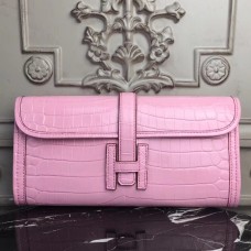Hermes Jige Elan 29 Clutch In Pink Crocodile Leather Hermes Jige Elan 29 Clutch In Pink Crocodile Leather