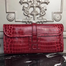 Hermes Jige Elan 29 Clutch In Dark Red Crocodile Leather Hermes Jige Elan 29 Clutch In Dark Red Crocodile Leather