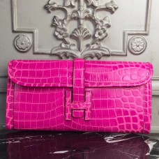 Hermes Jige Elan 29 Clutch In Rose Red Crocodile Leather Hermes Jige Elan 29 Clutch In Rose Red Crocodile Leather