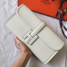 Hermes Jige Elan 29 Clutch In White Epsom Leather Hermes Jige Elan 29 Clutch In White Epsom Leather