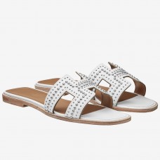 Hermes Oran Studs Sandals In White Leather
