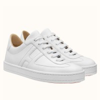 Hermes Boomerang Sneakers In White Epsom Leather Hermes Boomerang Sneakers In White Epsom Leather