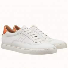 Hermes Men's Quicker Sneakers In White Calfskin Hermes Men's Quicker Sneakers In White Calfskin