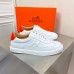 Hermes Mens Quicker Sneakers In White Calfskin