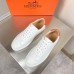 Hermes Mens Quicker Sneakers In White Calfskin