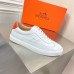 Hermes Mens Quicker Sneakers In White Calfskin