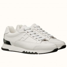 Hermes Men's Trail Sneakers In White Calfskin Leather Hermes Men's Trail Sneakers In White Calfskin Leather