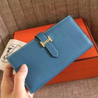 Hermes Blue Jean Clemence Bearn Gusset Wallet Hermes Blue Jean Clemence Bearn Gusset Wallet