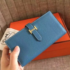 Hermes Blue Jean Clemence Bearn Gusset Wallet Hermes Blue Jean Clemence Bearn Gusset Wallet