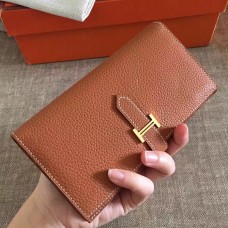Hermes Brown Clemence Bearn Gusset Wallet Hermes Brown Clemence Bearn Gusset Wallet