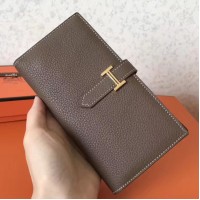 Hermes Taupe Clemence Bearn Gusset Wallet Hermes Taupe Clemence Bearn Gusset Wallet