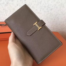 Hermes Taupe Clemence Bearn Gusset Wallet Hermes Taupe Clemence Bearn Gusset Wallet