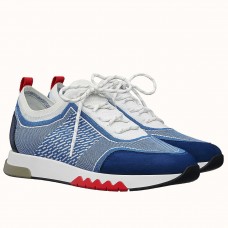 Hermes Men's Addict Sneakers In Bicolor Blue Knit Hermes Men's Addict Sneakers In Bicolor Blue Knit
