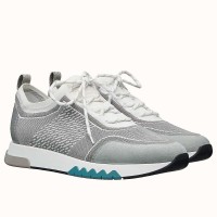 Hermes Men's Addict Sneakers In Grey Knit Hermes Men's Addict Sneakers In Grey Knit