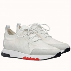 Hermes Men's Addict Sneakers In White Knit Hermes Men's Addict Sneakers In White Knit