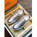 Hermes Mens Avantage Sneakers In Grey Metallic Leather