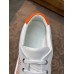 Hermes Mens Avantage Sneakers In White/Orange Calfskin