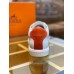 Hermes Mens Avantage Sneakers In White/Orange Calfskin