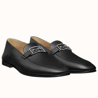 Hermes Men's Tenor Loafers In Black Calfskin Hermes Men's Tenor Loafers In Black Calfskin