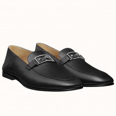 Hermes Men's Tenor Loafers In Black Calfskin Hermes Men's Tenor Loafers In Black Calfskin
