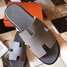 Hermes Izmir Sandals In Grey Epsom Leather Hermes Izmir Sandals In Grey Epsom Leather