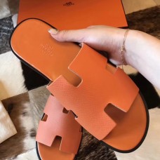 Hermes Izmir Sandals In Orange Epsom Leather Hermes Izmir Sandals In Orange Epsom Leather