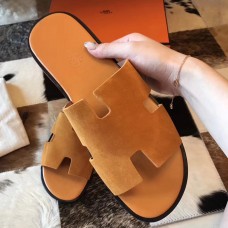 Hermes Izmir Sandals In Orange Suede Leather Hermes Izmir Sandals In Orange Suede Leather
