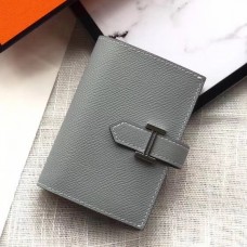Hermes Bearn Mini Wallet In Blue Lin Epsom Leather Hermes Bearn Mini Wallet In Blue Lin Epsom Leather