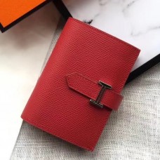 Hermes Bearn Mini Wallet In Red Epsom Leather Hermes Bearn Mini Wallet In Red Epsom Leather