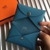 Hermes Calvi Card Holder In Blue Jean Epsom Leather